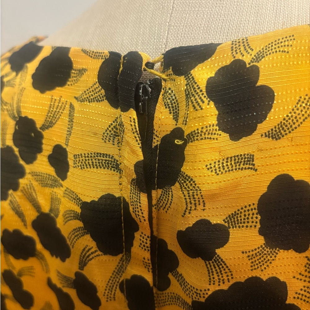 Vintage Yellow and Black Pattern Long Sleeve Dress - S - Picture 6 of 14